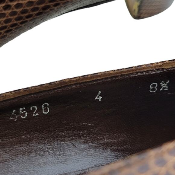 Vintage Bottega Veneta Heels Brown Pump Snakeskin Embossed Leather 8.5 AA Narrow - Picture 14 of 15